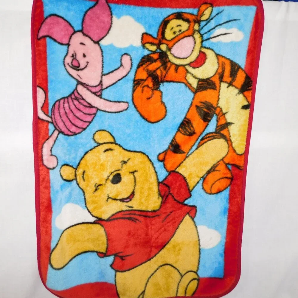 Disney Nemcor VTG Winnie the Pooh Piglet Tigger Fleece Plush Blanket 31" x 42" - Picture 4 of 6